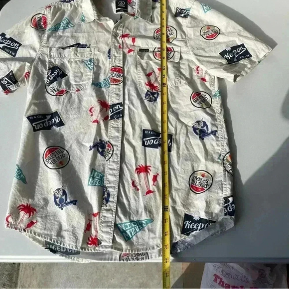 VOLCOM Men's button-down shirt Aloha Shred Medium Skater Surfer - Picture 3 of 7